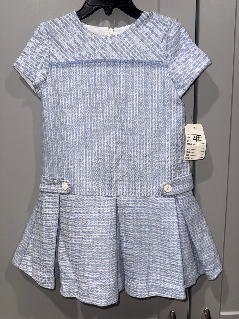 Luli & Me Light Blue Striped Drop-Waist Dress